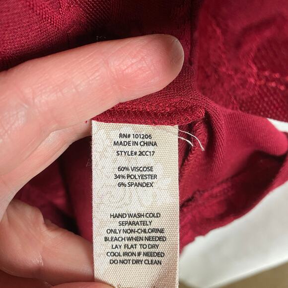 Soft Surroundings Red Damask V Neck Maxi Dress Sz.L - Picture 10 of 11